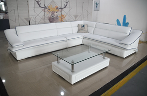 Umi Modern Leather Sectional with Coffee Table Set