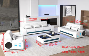 Elliot Modern Leather Sofa Set