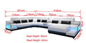 Celsius Modern Leather Sectional with Console Table