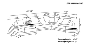 Lillian Modern Leather Sectional with Console