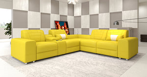 Eiffel Modern Leather Reclining Sectional with Console
