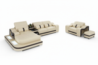 Bayard Leather Sectional With Ottoman - Blank Background 1
