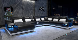 Celsius Modern Leather Sectional with Console Table
