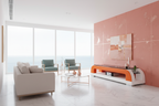 Dictict TV Stand orange white penthouse