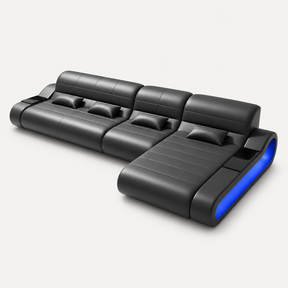 Catina Small Leather Sectional with Pillows