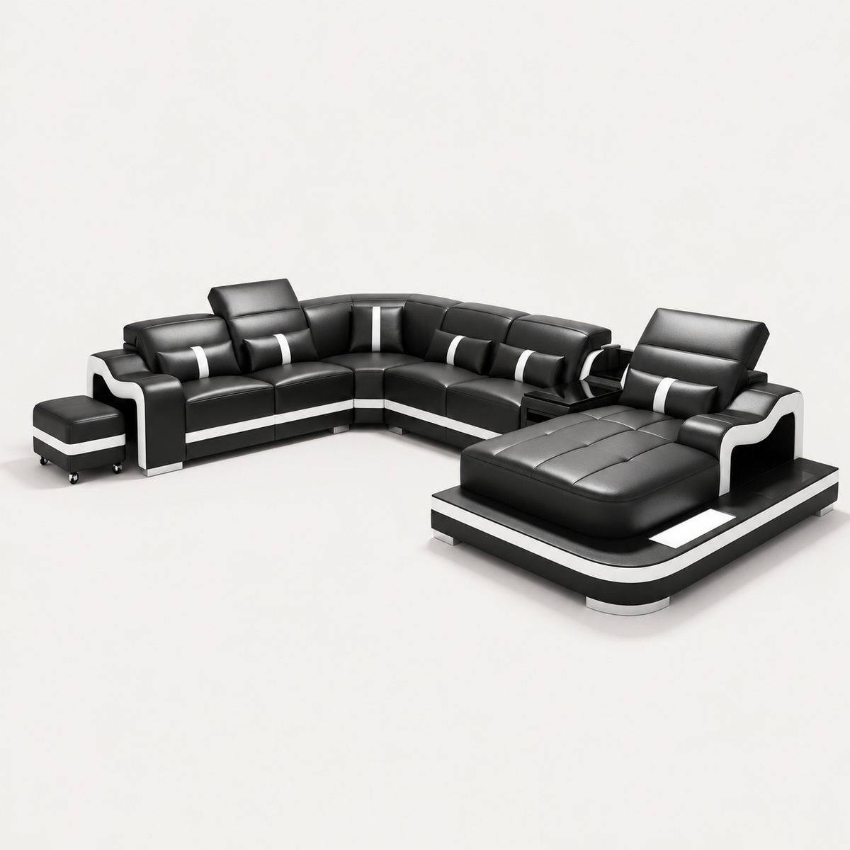 Sydney Large Leather Sectional with Side Table