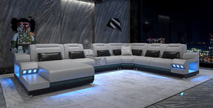 Celsius Modern Leather Sectional with Console Table