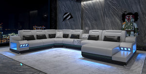 Celsius Modern Leather Sectional with Console Table