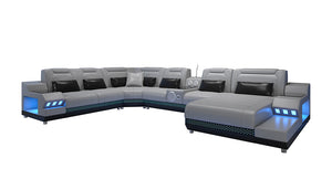 Celsius Modern Leather Sectional with Console Table