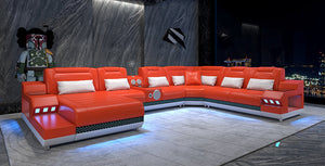 Celsius Modern Leather Sectional with Console Table