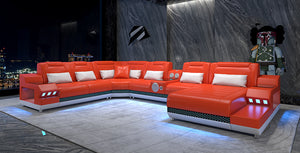 Celsius Modern Leather Sectional with Console Table