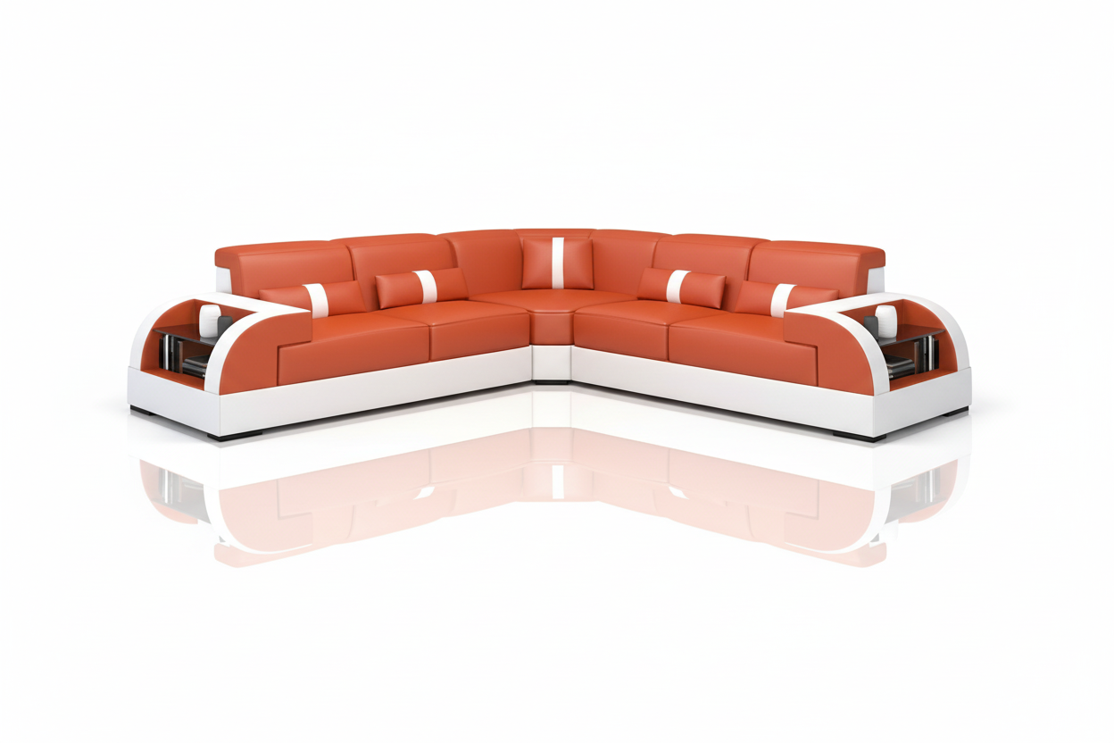 Piliu Leather Corner Sectional with Side Storage - Reflection