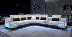 Celsius Small Modern Leather Sectional with Console