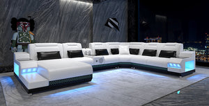 Celsius Modern Leather Sectional with Console Table