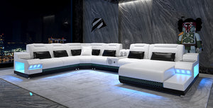 Celsius Modern Leather Sectional with Console Table