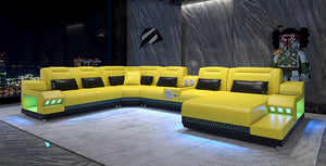 Celsius Modern Leather Sectional with Console Table