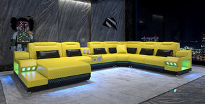 Celsius Modern Leather Sectional with Console Table