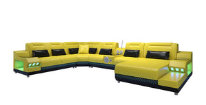 Celsius Modern Leather Sectional with Console Table