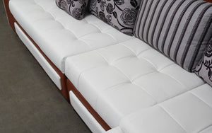 Selena Modular Compact Sectional StyleA(White&Brown)