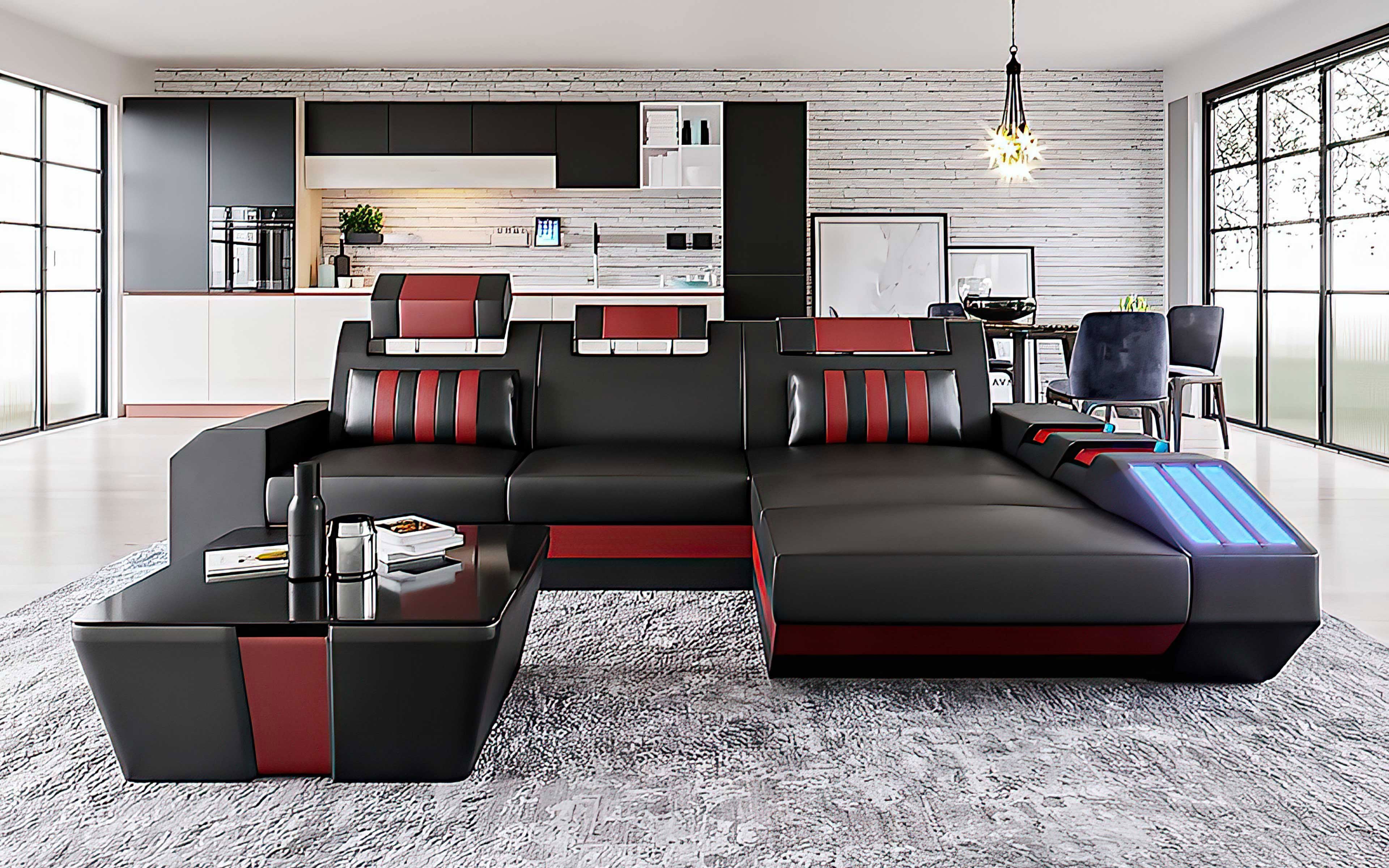 Cosmo Compact LED Sectional - Small Space Party Couch with Mood Lighting