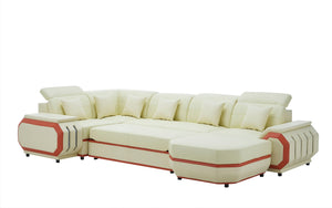 [NEW Arrivall] Univo Modern Leather Sectional with LED Lights With Bed Function