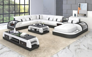 Piliu Modern U Shape Leather Sectional