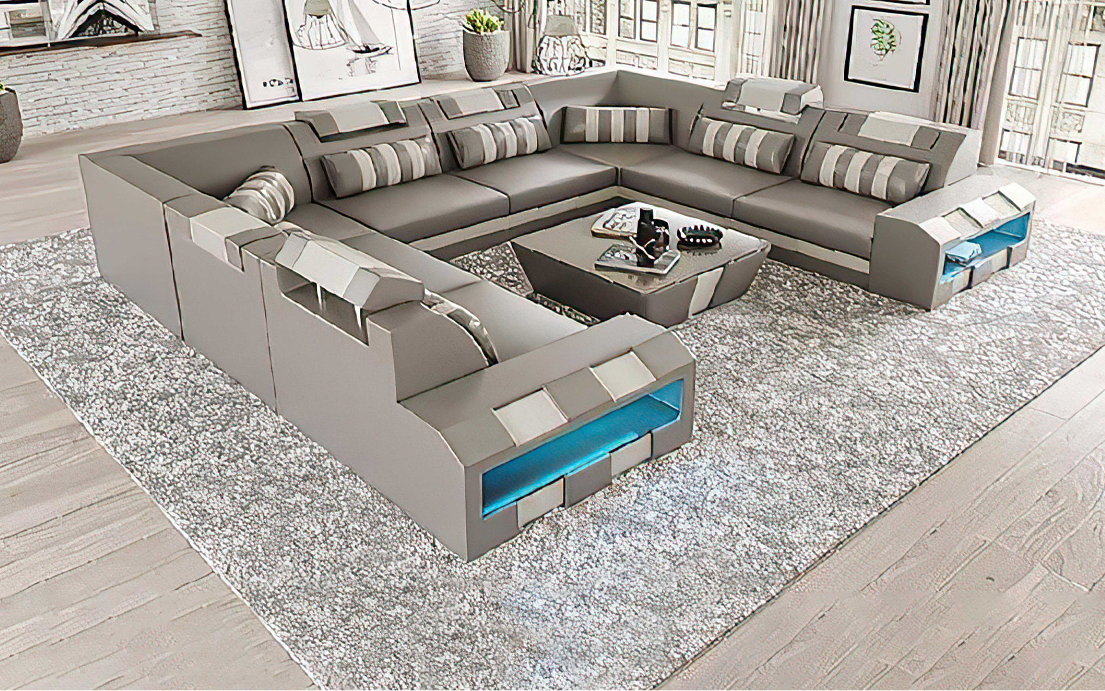 Cosmo XL U-Shape LED Sectional - Extra Large Party Couch for Big Spaces