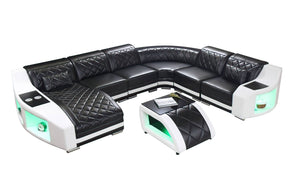 Saturn Modern Leather Sectional with Shaped Chaise