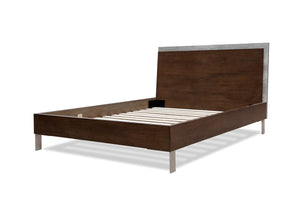 Camona Modern Dark Walnut & Faux Concrete Bed