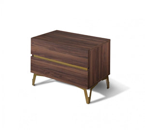 Camlo Modern Walnut & Green Velvet Bed