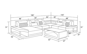 Tate Modern Leather Sectional with LED Light