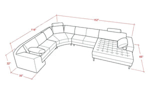 Torin Large Sectional with Tufted Chaise