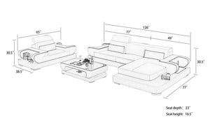 Ezrael Mini Modern Leather Sectional with Chaise