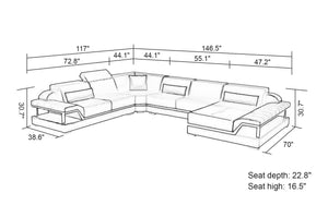 Taliya Modern U-Shape Leather Sectional