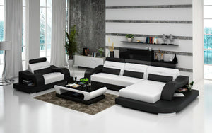 Talos Mini Modern Leather Sectional with Chaise