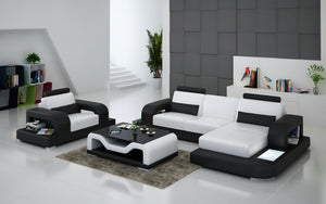 Tara Mini Modern Leather Sectional with Chaise