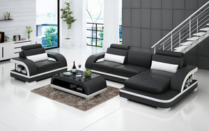 Nexso Mini Modern Leather Sectional with Chaise