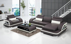 Nexso Mini Modern Leather Sectional with Chaise