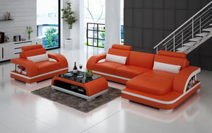 Nexso Mini Modern Leather Sectional with Chaise
