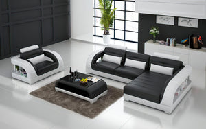 Lacus Mini Modern Leather Sectional with Chaise