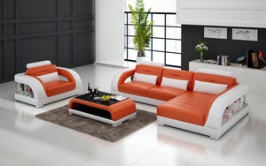 Lacus Mini Modern Leather Sectional with Chaise