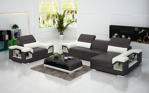 Edwin Mini Modern Leather Sectional with Chaise