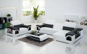 Edwin Mini Modern Leather Sectional with Chaise