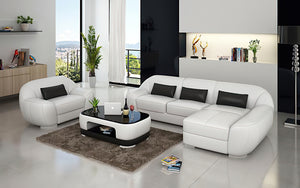 Semira Mini Modern Leather Sectional with Chaise