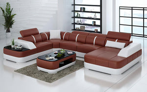 Grimdale Modern U-Shape Leather Sectional