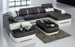 Grimdale Modern U-Shape Leather Sectional