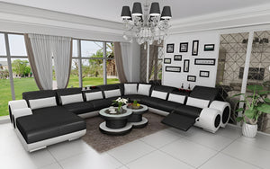 Aetius Modern U-Shape Leather Sectional with Footrest