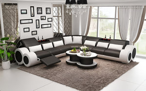 Aetius XL Modern Leather Sectional with Footrest