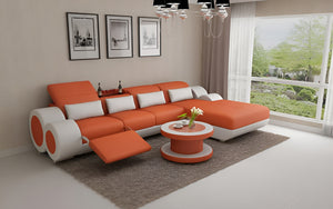Aetius Mini Modern Leather Sectional with Footrest