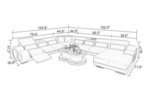 Aetius Modern U-Shape Leather Sectional with Footrest